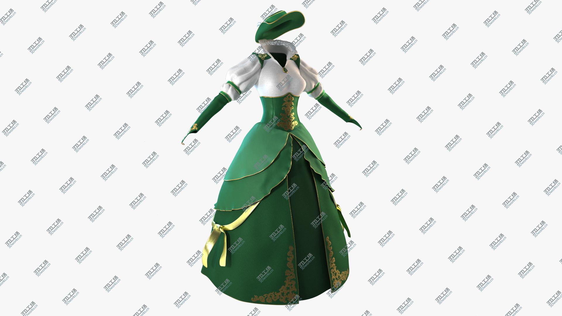 images/goods_img/2021040162/Green Vintage Dress with Hat 3D model/1.jpg